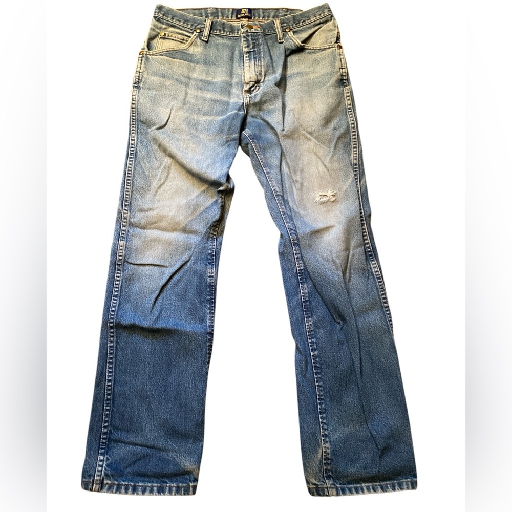Wrangler Naturally Distressed Vintage Blokecore Denim Jeans 34/32 - Picture 15 of 16